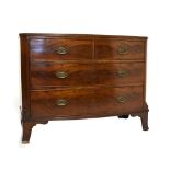 Mahogany bowfront chest of two short over two long drawers, 114cm wide