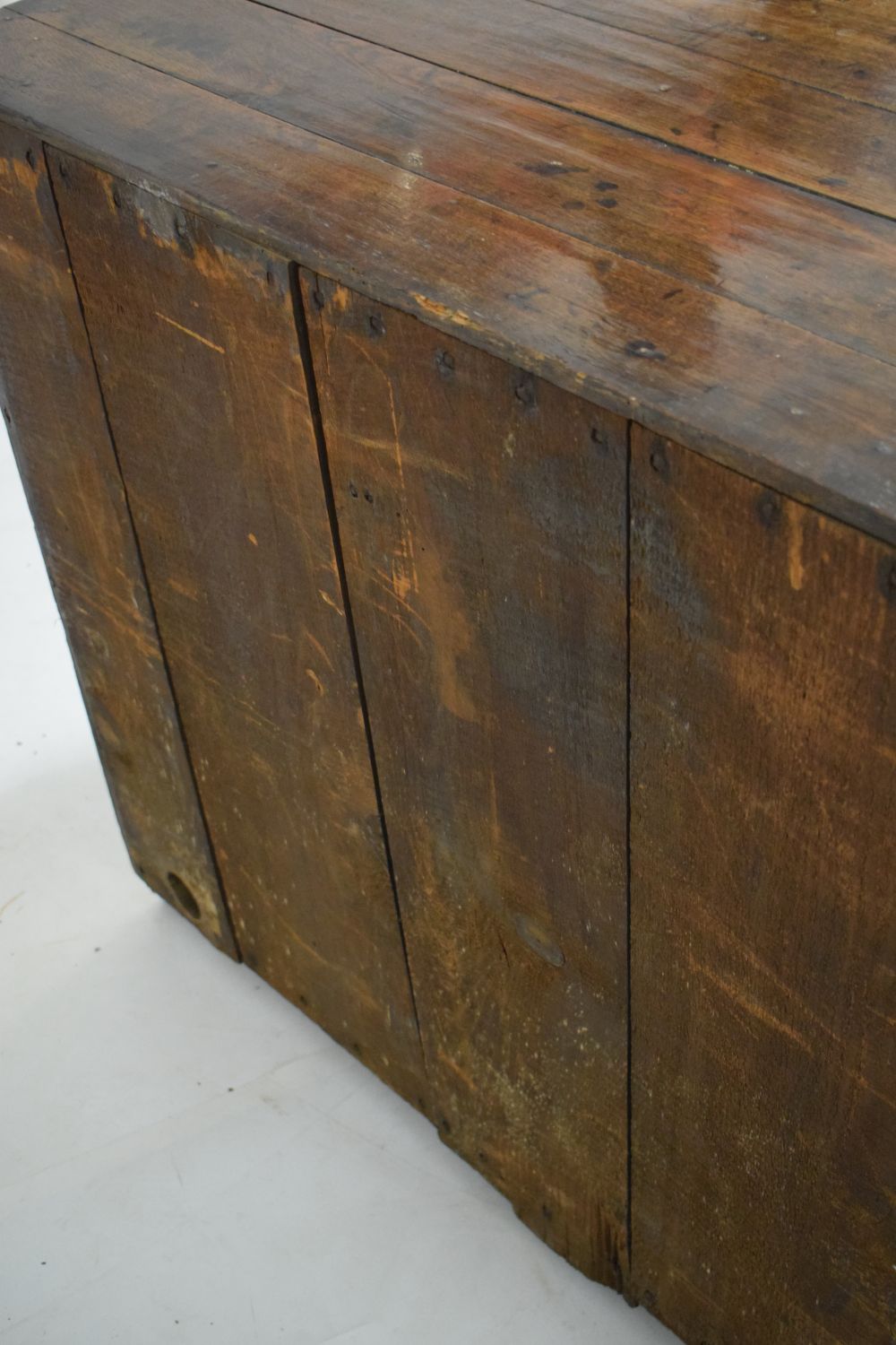 19th Century oak chest of two short over four long drawers fitted brass swan neck handles, 99cm wide - Image 5 of 6