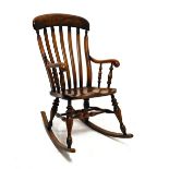 Beech and elm seat lath back Thames Valley style rocking chair