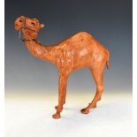 Large leather model of a camel, 34cm high