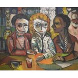 Eric Patton - Oil on canvas - Figures in a bar, signed and dated '55, 63cm x 76cm