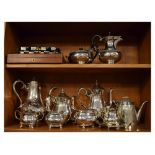 Quantity of silver-plated tea ware, fruit set etc