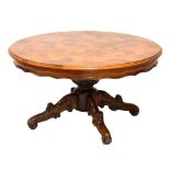 Circular walnut finish coffee table, 103cm diameter