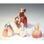 Five Royal Doulton porcelain figures comprising: HN2065 Blithe Morning, HN1678 Dinky Do, HN1068 Rose