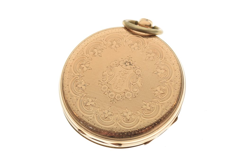 14k gent's pocket watch having gold Roman dial with subsidiary seconds dial, the rear engraved - Image 5 of 8