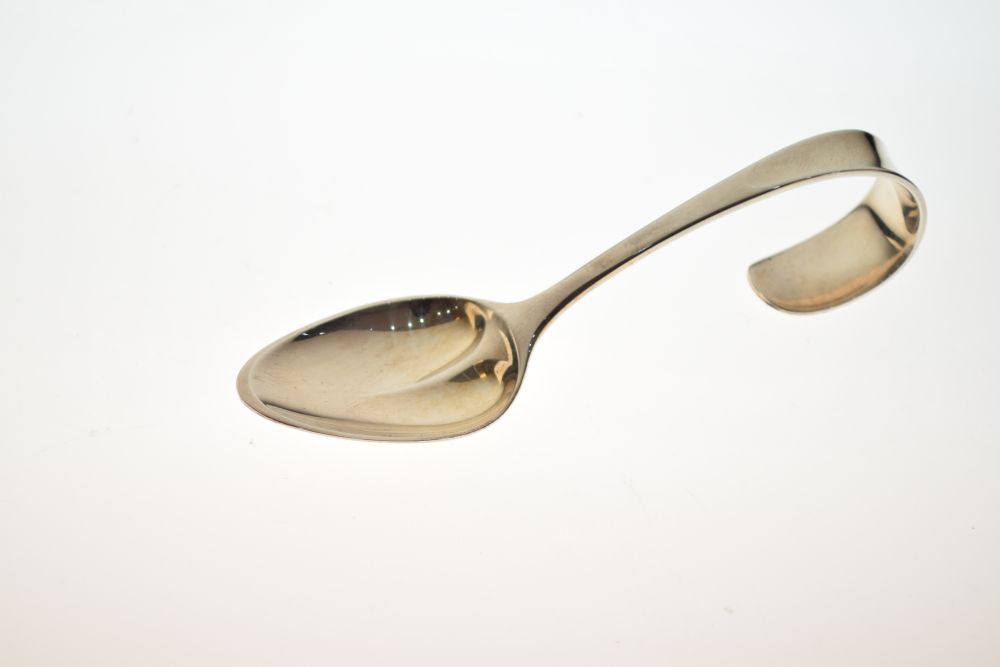 Georg Jensen silver 'My Favourite' child's spoon with curved handle and marked Sterling, in original - Image 2 of 8