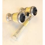 Early 20th Century enamel and mother-of-pearl opera glasses marked Sorley Glasgow