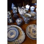 Quantity of blue and white table ware, etc