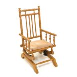 Child's American beech framed rocking chair