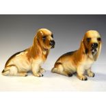 Two plaster Bassett Hound figures, 25cm high