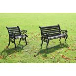 Metal and wooden slatted garden seat and similar garden chair
