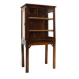 Stained beech display cabinet fitted two shelves, 64cm wide