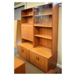 Modern Design - G-Plan teak pair of wall units, one with cocktail cabinet, each 81cm wide