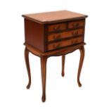 Reproduction yew finish cabinet and a chest of drawers