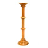 Beech fluted torchère stand, and a tripod wine table