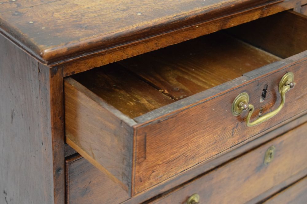 19th Century oak chest of two short over four long drawers fitted brass swan neck handles, 99cm wide - Image 6 of 6