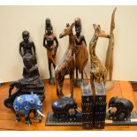 Collection of carved African figures