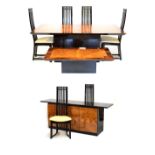 Oscar Dell Arredamento for Miniforms - Italian burr veneered rectangular dining table on central