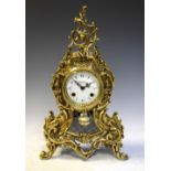 Reproduction cast brass Continental style mantel clock, 43cm high