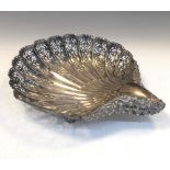 Edward VII silver dish of shell form with embossed and pierced decoration, Sheffield 1901, 28cm