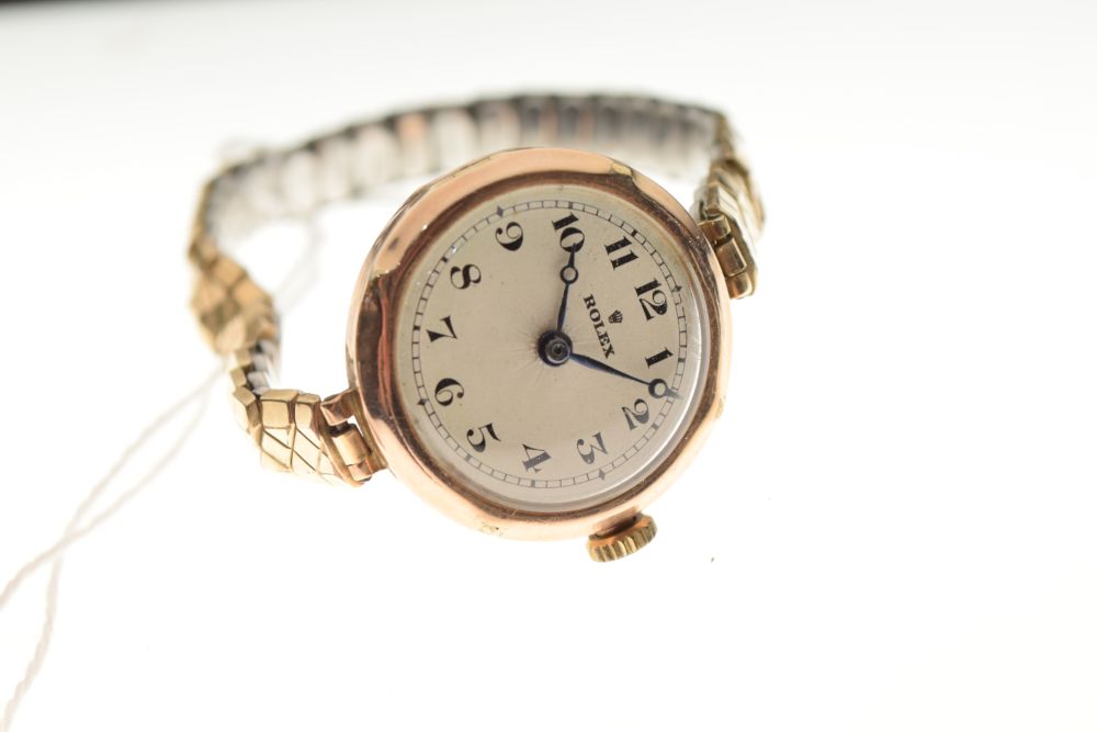 Rolex - Lady's 9ct gold cased cocktail watch having Arabic dial on expanding gold plated bracelet - Image 6 of 6