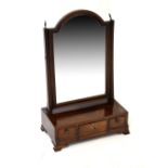 George III mahogany box base and string inlaid dressing table mirror, 34cm wide