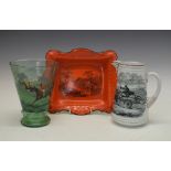 Copeland transfer printed jug 'Going To The Derby', Adams red ground transfer printed oblong dish