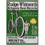 Reproduction Rudge-Whitworth, Britain's Best Bicycle enamel sign, 55.5cm x 41cm