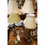 Five table lamps