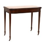 Early 20th Century mahogany fold-over top card table raised on four slender supports, 84cm wide