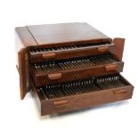 Mappin & Webb walnut cased canteen of silver-plated cutlery, fitted three drawers, 57cm wide