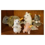 Steiff - 045219 Squirrel, together with Pilla Mouse, Susi Pig, 056147 Hausmaus (House Mouse), and