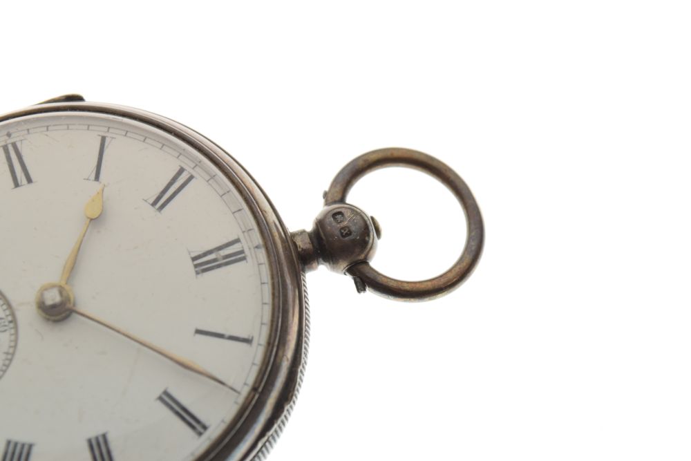 Silver gentleman's pocket watch, the white enamel Roman dial with subsidiary seconds dial - Image 4 of 7