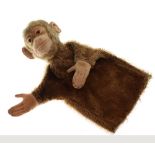 Vintage Steiff 20th Century children's hand puppet in the form of a monkey, 24cm high