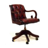 Button back leather swivel desk chair