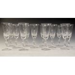 Set of twelve wine glasses having frosted kissing snow dove stems, marked Igor Carl Faberge to base,