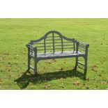 Lutyens design green painted garden seat