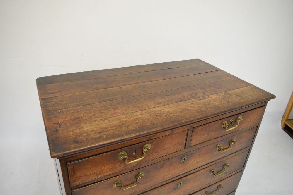 19th Century oak chest of two short over four long drawers fitted brass swan neck handles, 99cm wide - Image 3 of 6