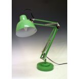Anglepoise-type green desk lamp