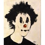 Late 20th Century - Oil on canvas - Portrait of a mime clown, signed Paco, 46cm x 38cm