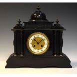 Victorian slate temple style mantel clock, 33cm high