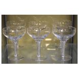 Six air twist champagne glasses, 13.5cm high