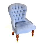 Victorian style button back salon chair in blue