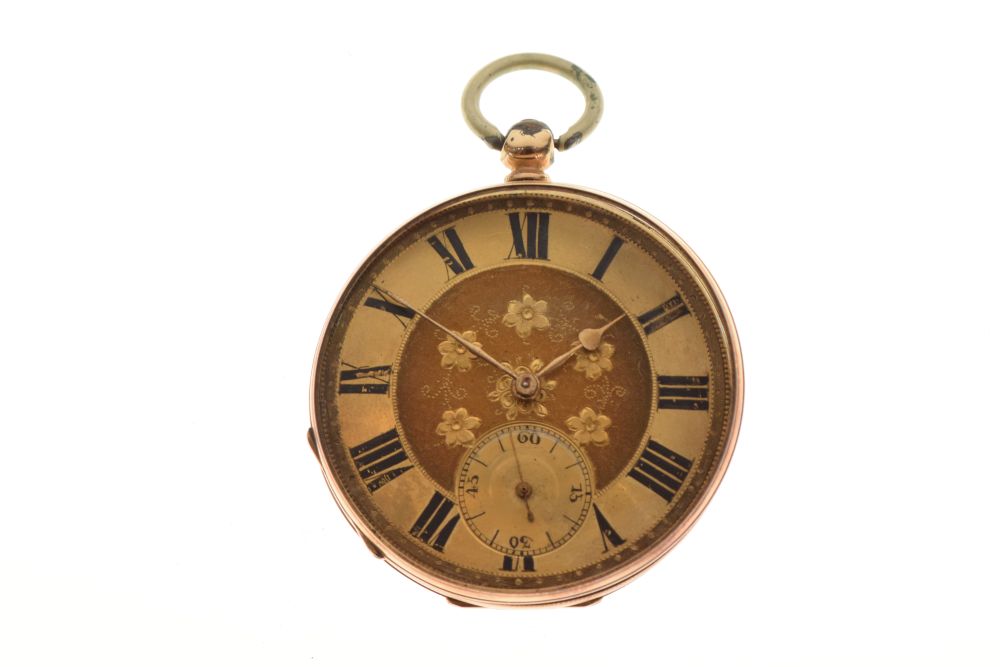 14k gent's pocket watch having gold Roman dial with subsidiary seconds dial, the rear engraved - Image 2 of 8