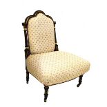 Victorian ebonised and gilt salon chair
