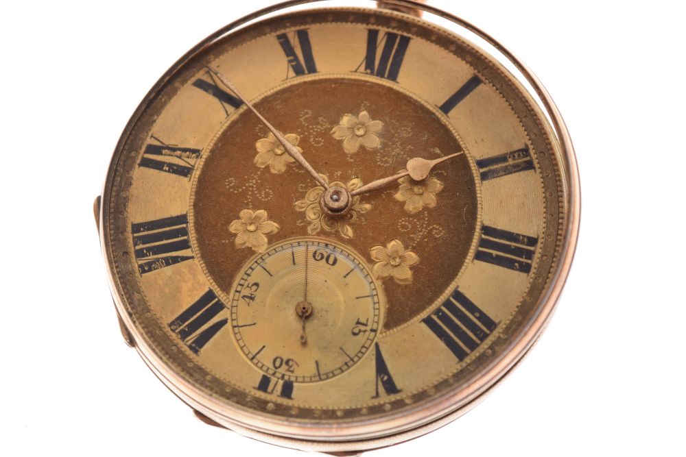 14k gent's pocket watch having gold Roman dial with subsidiary seconds dial, the rear engraved - Image 3 of 8