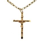 9ct gold hallmarked crucifix on a 9ct gold belcher link chain, 11.3g gross approx