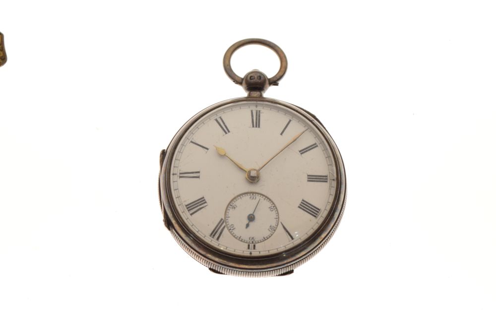 Silver gentleman's pocket watch, the white enamel Roman dial with subsidiary seconds dial - Image 2 of 7