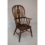 Reproduction elm seat Windsor stickback elbow chair