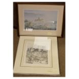 F.Thelis (b.1937) - Signed limited edition etching - Durham Cathedral from the North West, 5/150,